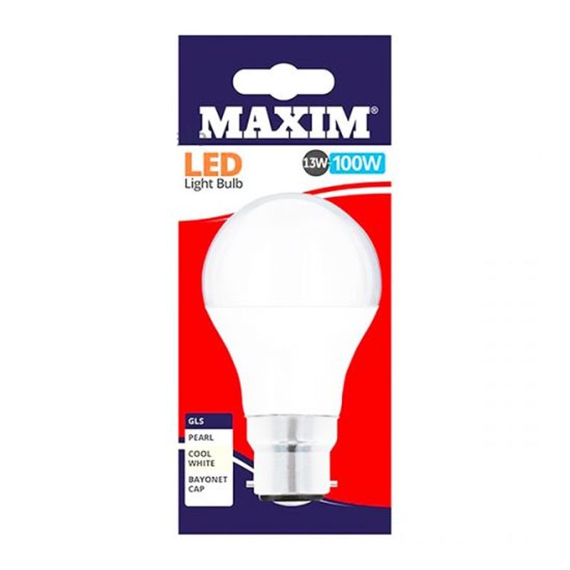 Maxim LED GLS BC DL Pearl Bulb Day Light 13W 100W Case of 10